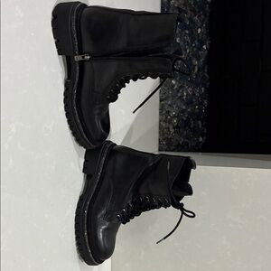 Aqua Black Combat Boots